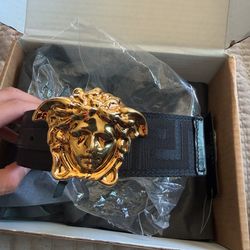 black Versace gold belt