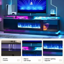 70” Fireplace TV stand with Storage BRAND NEW