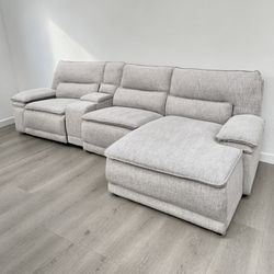 LIGHT GREY ELECTRIC RECLINER SECTIONAL