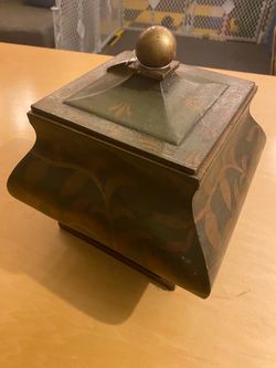 Decorative Olive Green/Gold Hand Painting Box