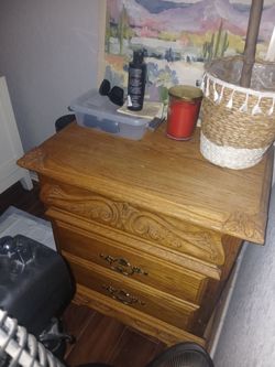 Antique nightstands both solid oak wook night stands