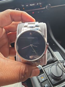 Guess Men's Watch Blue Dial Silver Bracelet