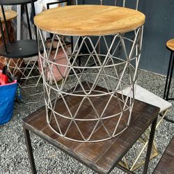 Metal And Wood Side Table