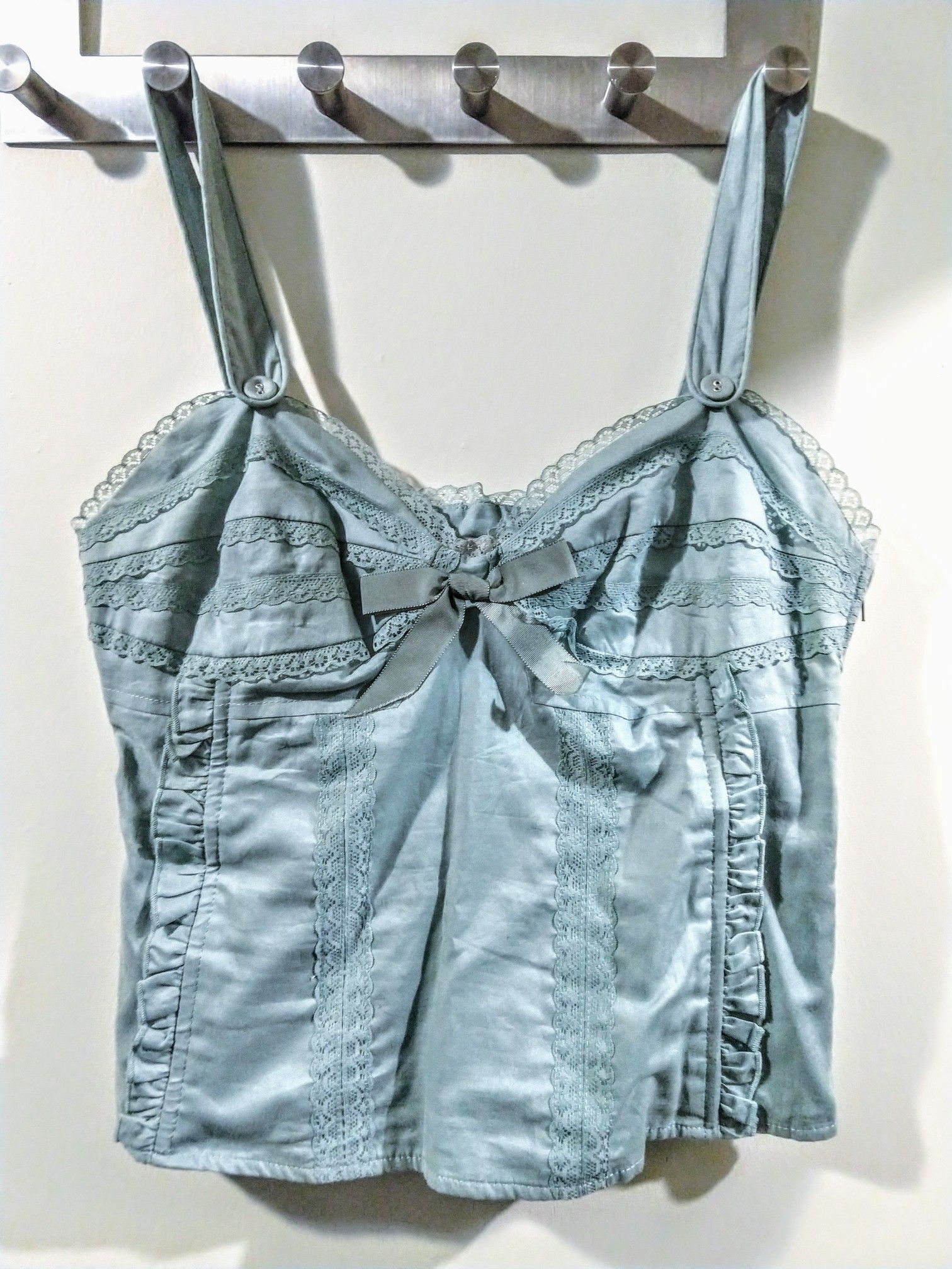 Adorable light blue women's H&M lace corset top size 6