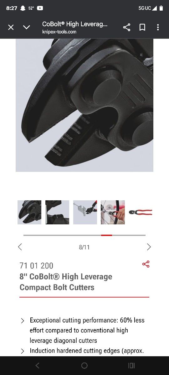 8" CoBolt® High Leverage Compact Bolt Cutters