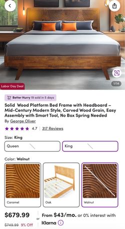 King Bedframe Solid Wood. BRAND NEW. IN BOX.