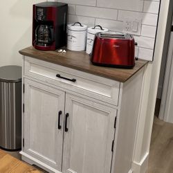 Accent Cabinet, 1 Drawer, 2 Doors, White/Brown Top