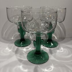 3 Libbey Juniper Stem Cactus Margarita Glasses