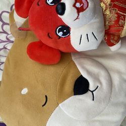 Plush Bear Pillow And Mouse Mascot