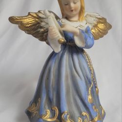 Vintage Angel Musical Figurine Plays Silent Night While Spinning Works Well