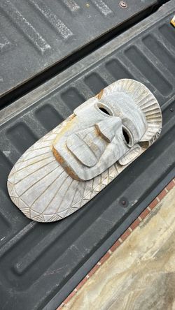 Heavy wood hand carved tiki mask