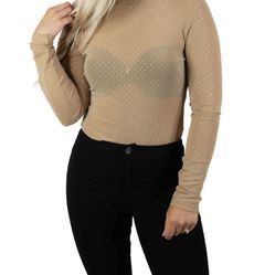 Beige Rhinestone Bodysuit 1XL