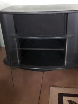 Black TV STAND With Shelf for DVD GAME STATION and Storage Area Below