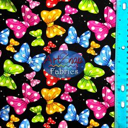 Minnie Mouse Bows Cotton Lycra Fabric