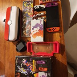 Pokemon  Oled Limited Edition Scarlet And Violet  Nintendo Switch  With 5 Games And Accessories 