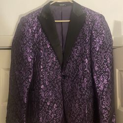 Luxury Purple Young Men’s Blazer And Dress Shoes 