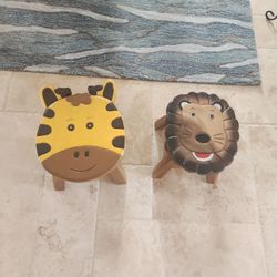 Super Cute Wood Animal Face Kids Stool