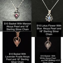 $10 Real Akoya Pearl in a Sterling Silver Cage Charm With 18” Necklace . Pearl was taken out of an oyster by me . I can also ship . Pickup in Chicag