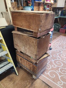 Old Vintage Crates With Lids