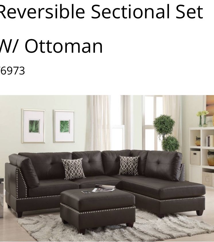 Brown Gray Or Black 3 pc Sectional.