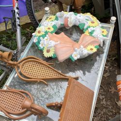 3 Piece Home Interior Candle Holder Set Ceramic Wreath 25