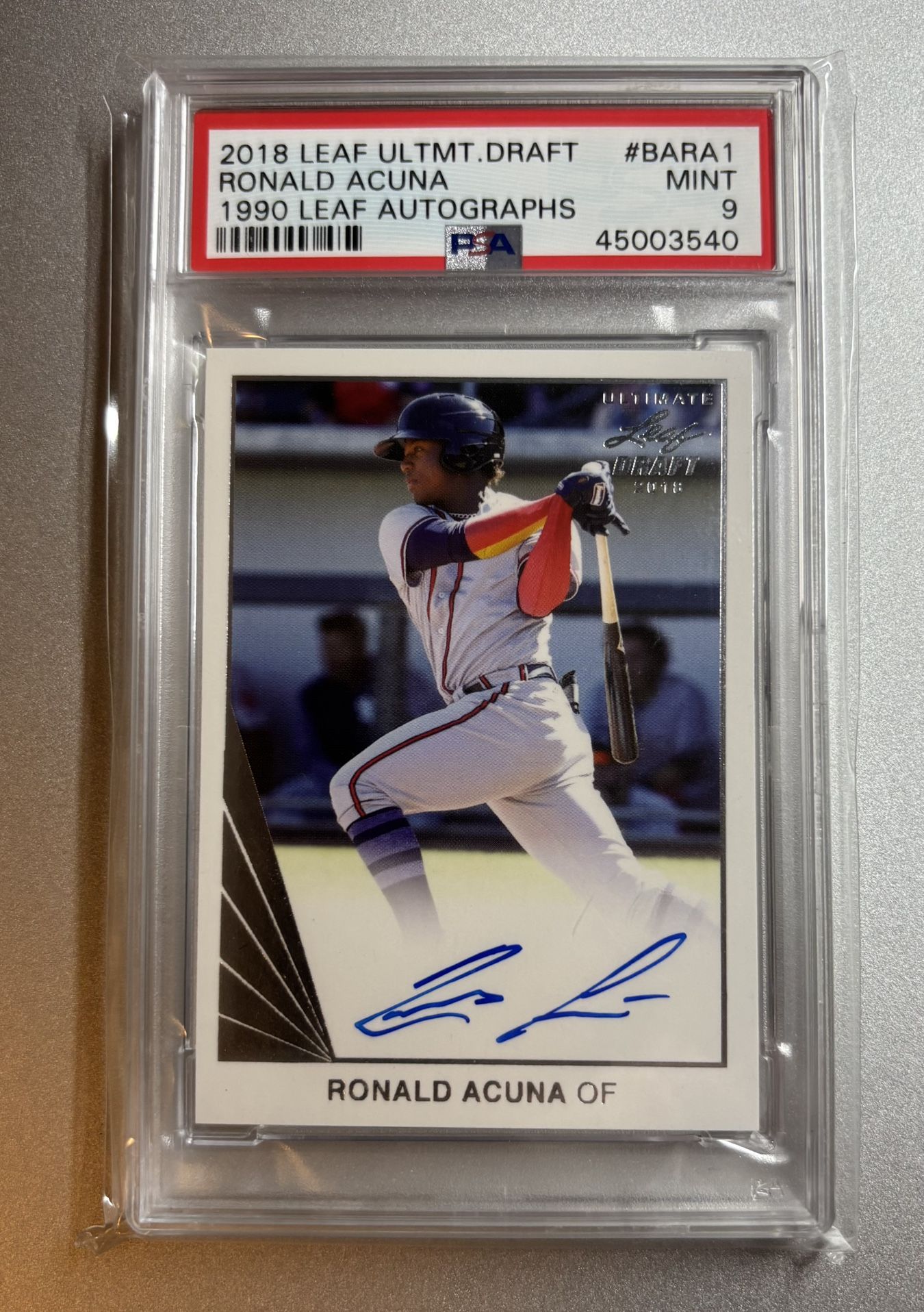 Ronald Acuna Jr Autograph RC MLB Atlanta Braves PSA Certified 2018 Leaf