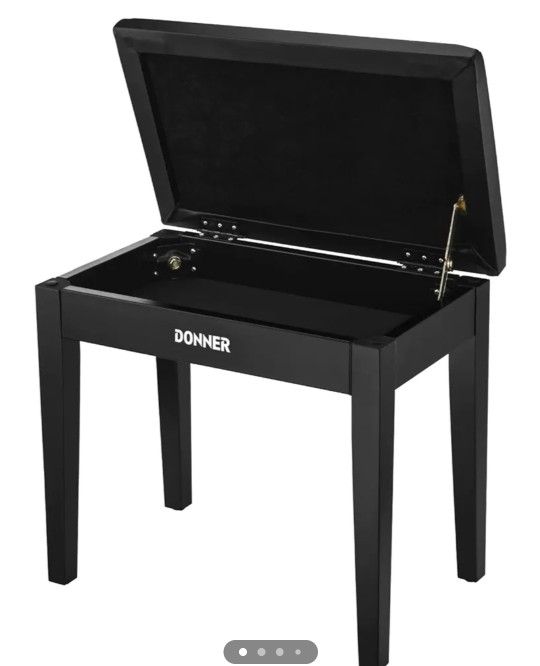 Donner Piano Bench with Storage, Solid Wood Keyboard Bench Piano Bookcase Stool Chair Seat with High-Density Sponges Pad, Black