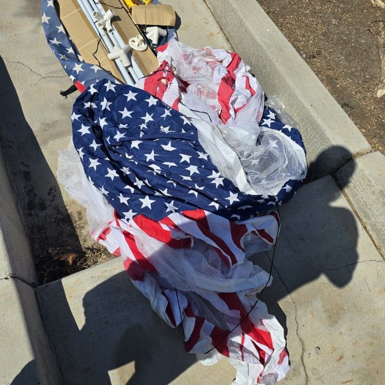 American Flag Pop Up Canopy Tent With Mesh Walls