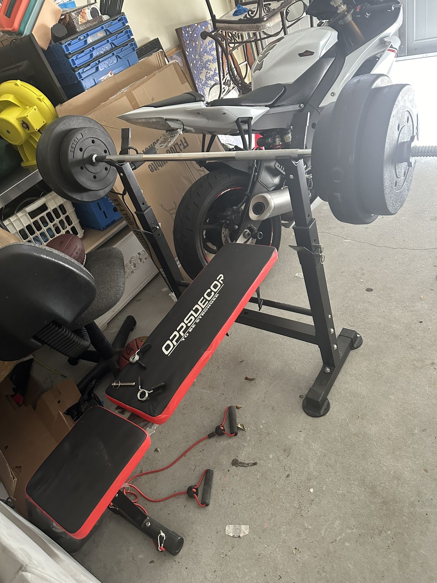 Workout Bench With 100lbs And Bar