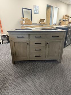54” Bathroom Vanity In Grey Pine Color 