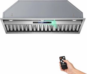 Range Hood Insert 42 inch, 1200 CFM Stainless Steel Kitchen Hood Gesture/Touch/Remote Control, Delay Off Function, 4 Fan Speed, Ducted/Ductless Conver
