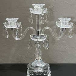 Breathtaking Vintage Crystal 3-Tier Candelabra (like NEW) made In Romania Org, $299