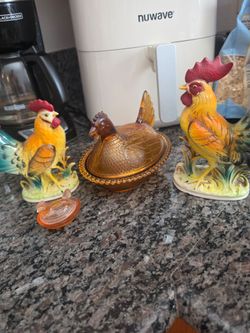 Vintage Indiana Amber Glass Hen On Nest Golden Covered Candy Dish Farmhouse