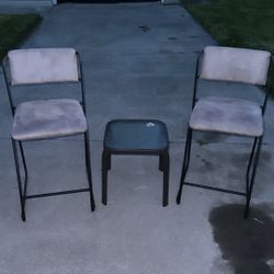 2 Piece Grey Stool Chairs 