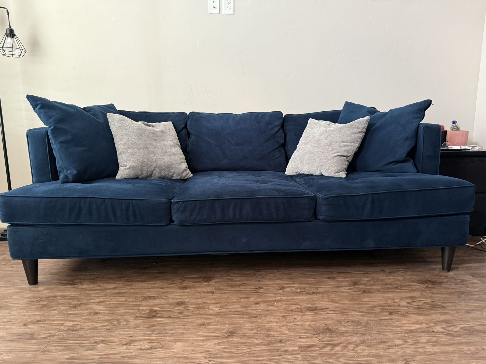 Blue suede Couch