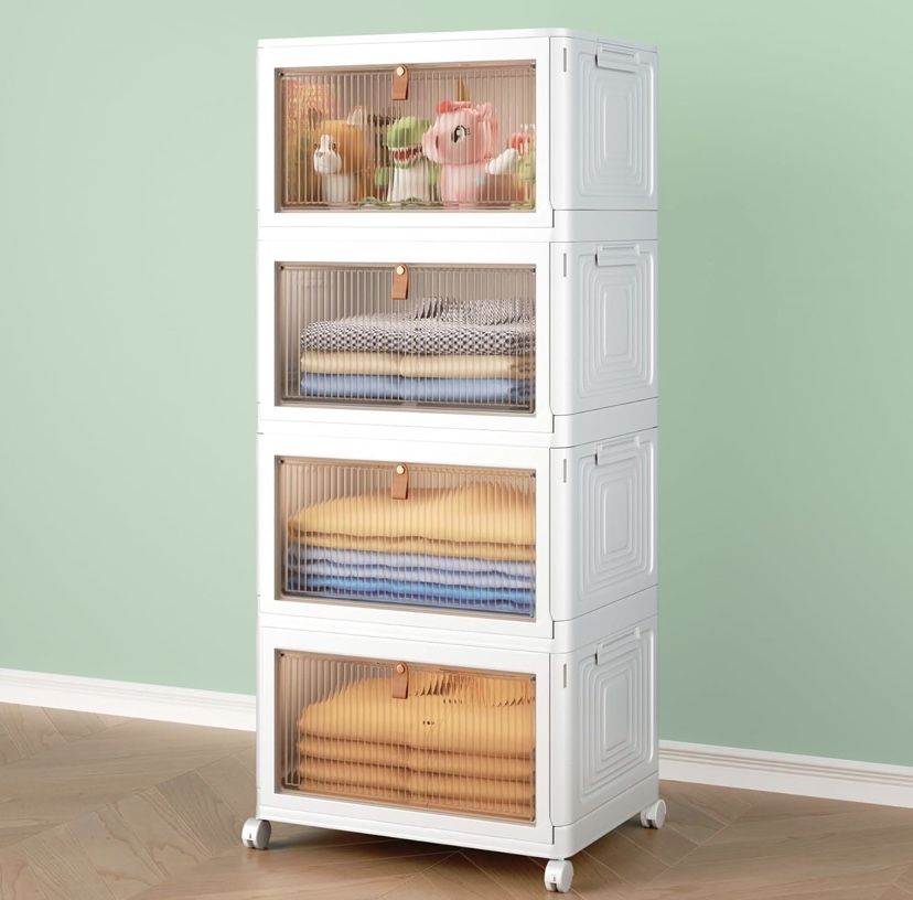 Collapsible Storage Boxes, Stackable Closet Organizers