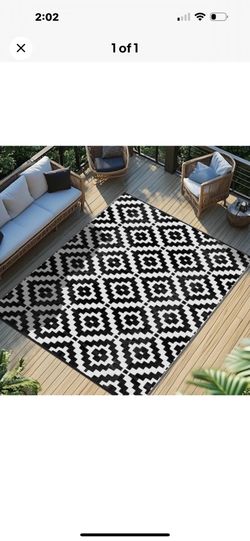 Favoyard Outdoor Rug 5x8 ft Waterproof Reversible Patio Plastic Straw Rug