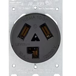 Leviton 30 Amp 125-Volt/250-Volt Shallow Single Flush Mounted Outlet, Black 5207-S10