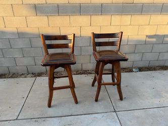 Pair of Wooden Swivel Bar Stools