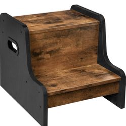 Rustic brown step stool for kids