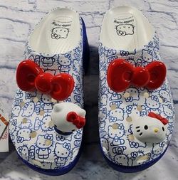 Crocs Hello Kitty Siren Clog 50th Anniversary Blue Glitter Platforms - Women’s Size 6