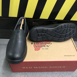 Red Wing Women’s Black Leather Slip On Work Shoes / Zapatos De Trabajo Mujer Nuevos 