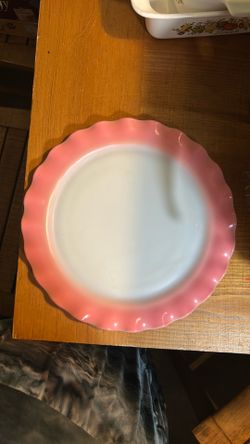 Hazel atlas pink crinoline 9 in plate