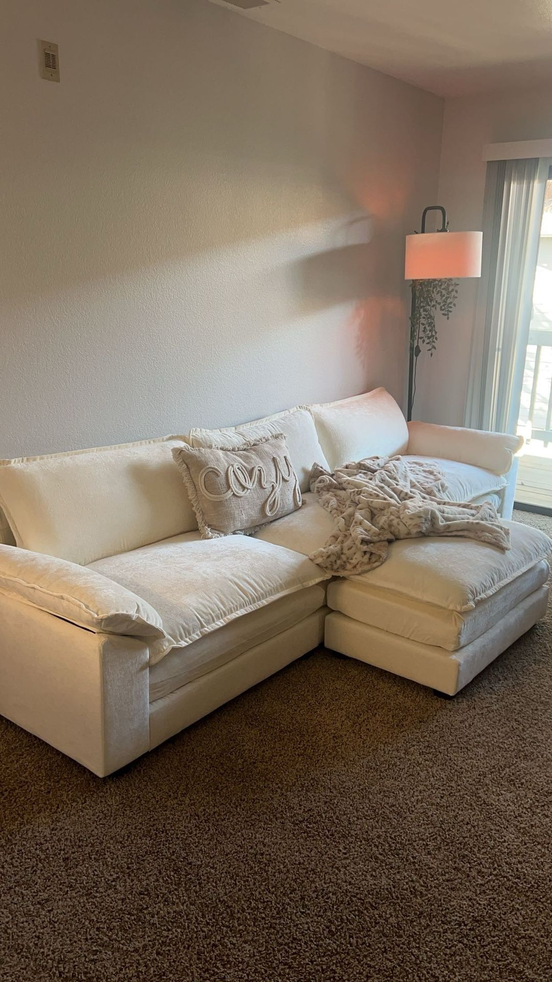 White Couch With Adjustable Ottoman 