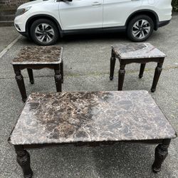 Faux Marble Coffee Table Set 