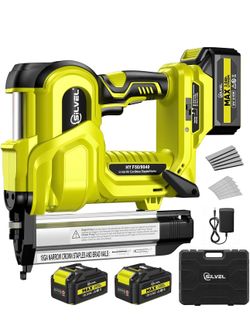 Clavadora inalámbrica de 2 pulgadas, clavadora eléctrica 2 en 1 de 21 V con 2 baterías de 2.0 Ah, 1000 clavos, grapas de 18 GA, profundidad ajustable