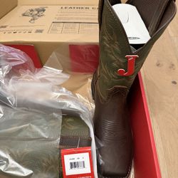 Justin Work Boots Steel Toe 10D Driller Brown Water Buffalo (NEW)