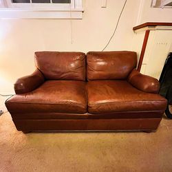 Leather Couch, pottery barn / crate and barrel tier