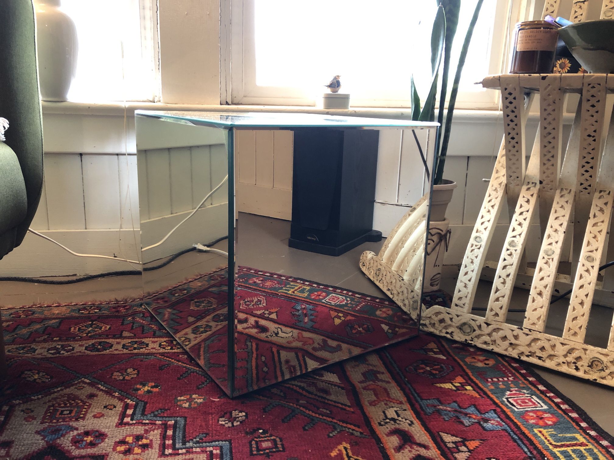 Beautiful Mirror Cube Side Or End Table