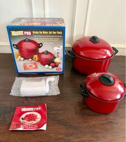 Pasta Pro Cook Drain & Serve As seen on TV 2 Quart & 6 Quart SET Free Grater NEW